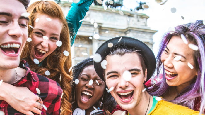 Group of happy young people